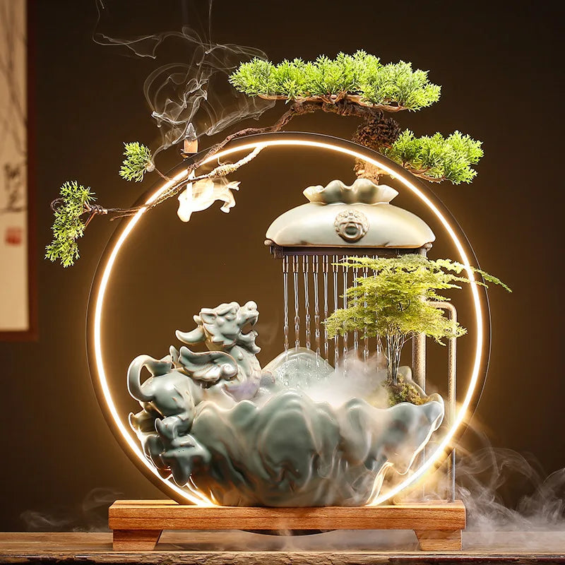2024 Wholesale Ceramic for Led Light Backflow Waterfall Incense Burner for Home Decor