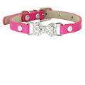 Crystal Diamond Bone Pet Collar Casual Red PU Fabric Cat Necklace Dog Neck Ring Pet Dog Collar
