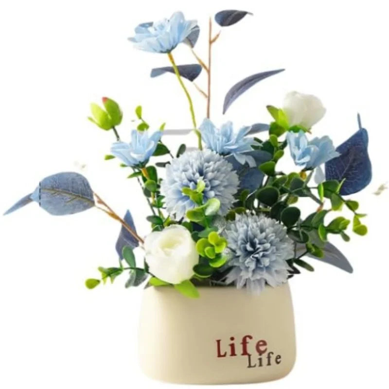 Artificial Flower Potted Plants Living Room Dining Table Study Ornaments Ceramic Pots Green Plants Flowers Decoration