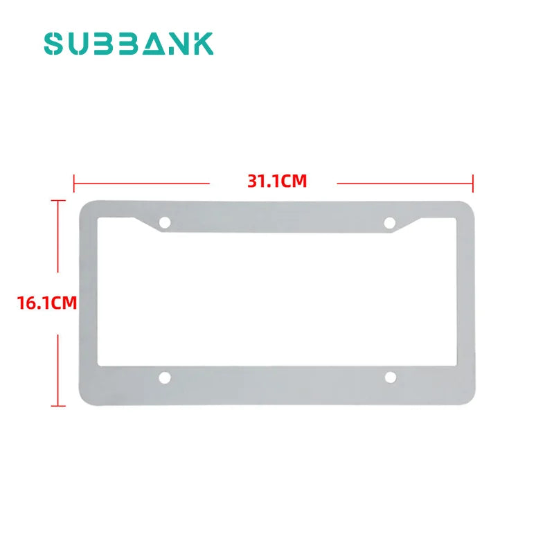 Subbank Sublimation License Plate Frame Heat Transfer Custom logo Aluminum Blank License Plate Frame