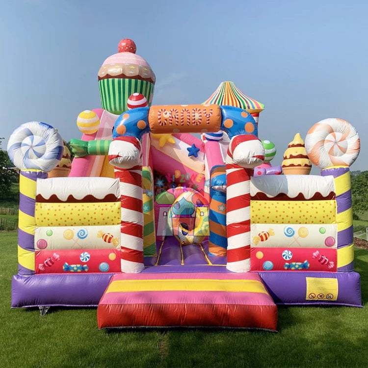 Commercial Grade Kids Outdoor Party Jumping Bounce House with Slide Structures Gonflables Giant Inflatable Candyland Castle