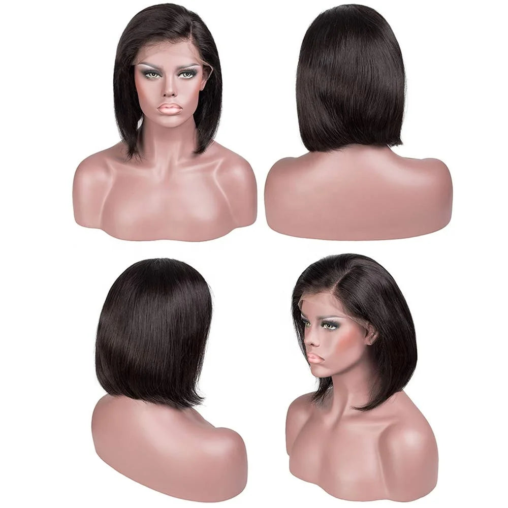 Ready to Ship Nanming Natural Black Color 6-16 Inch Available 13x4 Bob Wigs Human Hair Lace Front for Black Women Short Bob Wig