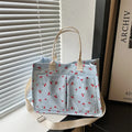 Lovely Cherry Print Women's Shoulder Bag Large Capacity Ladies Multi-pocket Tote Crossbody Bags Casual Nylon Female Handbags