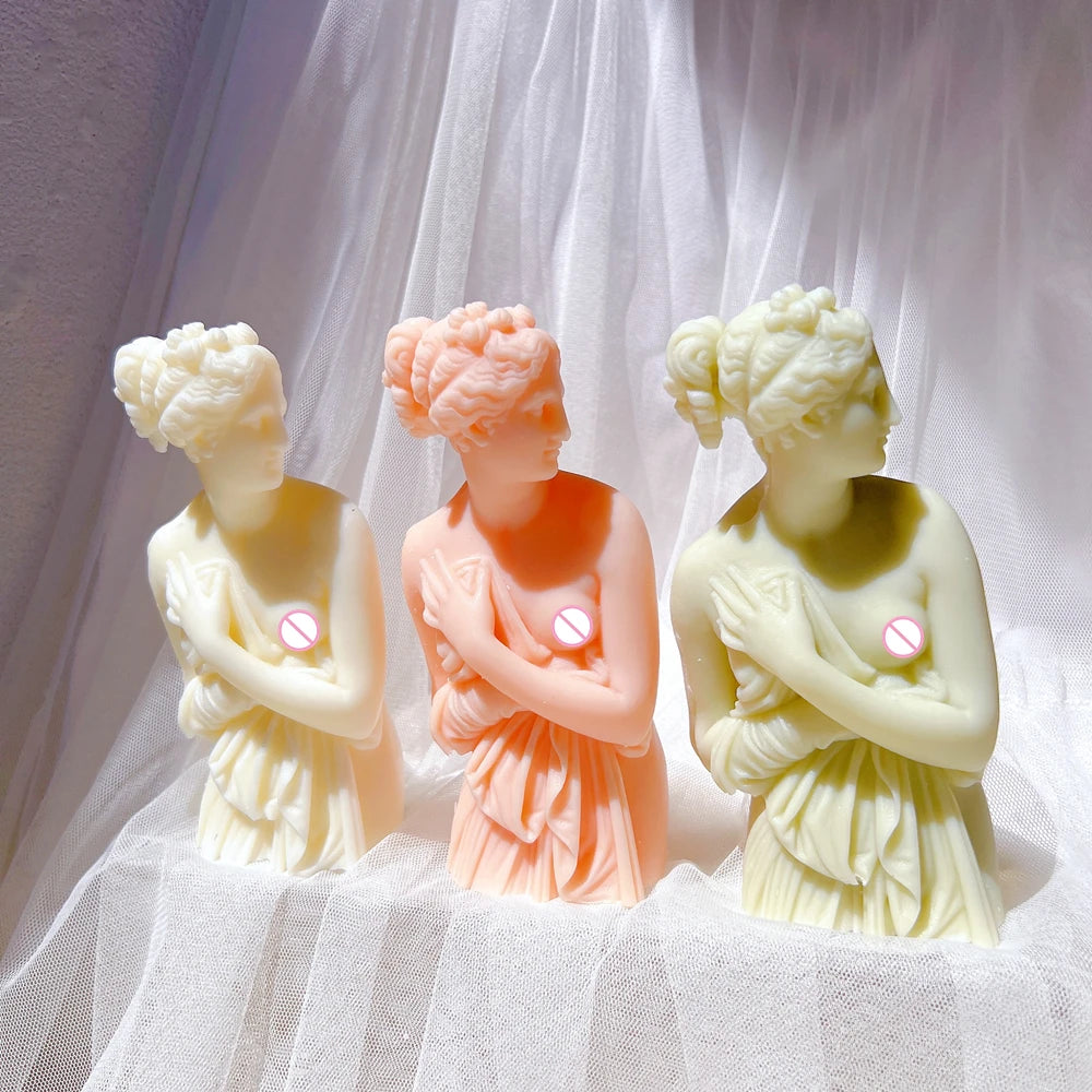 Lady Figurine Sculpture Art Wax Candles Mould Goddess Bust Silicone Mold Venus Italica Statue Candle Mold