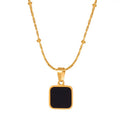 New Arrivals Women Fashion Antique Personalized Jewelry 18k Gold Plated Stainless Steel square Shape Chain Pendant Necklace