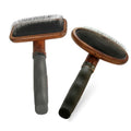 Luxury Style Upscale Wooden Cat Dog Slicker Brush Long Dense Stainless Steel Pins Pet Hair Grooming Brushes