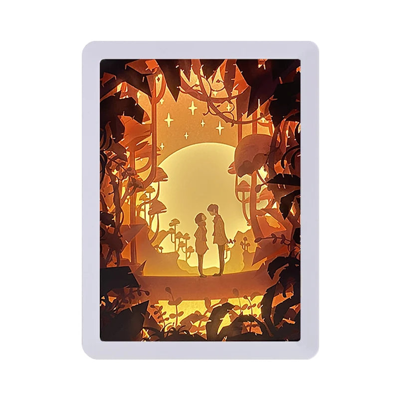 Valentines Day Gift Set Lover Romantic Gifts Custom Plastic Picture Frame Paper Cut Light Box 3D Night Light LED Desk Lamp