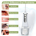 Portable and Rechargeable 350ML Oral Irrigator with Led 3 Adjustable Modes 5 Replaceable Clean Heads 99% Safe Teeth Cleaning Kit