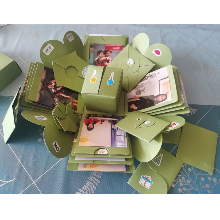 Birthday Explosion Photo Album DIY Exploding Box Card Ideas Kraft Paper UV Coating Embossing Matt Lamination Gift Box