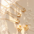 Pvd 18k Gold Plated Shell Butterfly Pendant Necklace Stainless Steel Jewelry