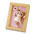 Adorable Wool Felted 3D Orange Cat in Photo Frame Handmade Craft Supplies Home Decor Novelty Gift DIY Animals Needle Felting Kit