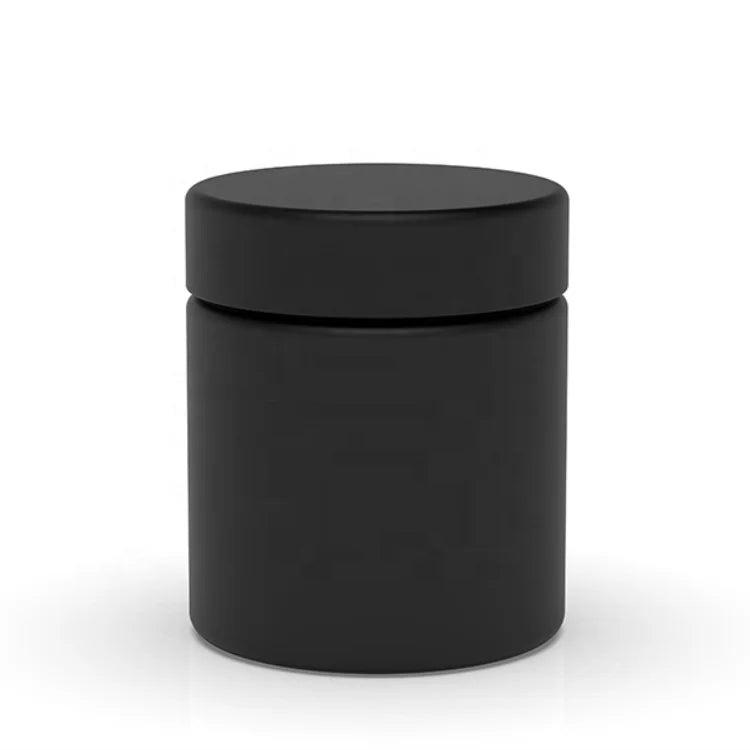 Custom 2oz 3oz 3.5g 4oz 5oz 90ml Child Resistant Matte Black UV Jar Flower Packaging Glass Jar with Black Plastic Screw Lid