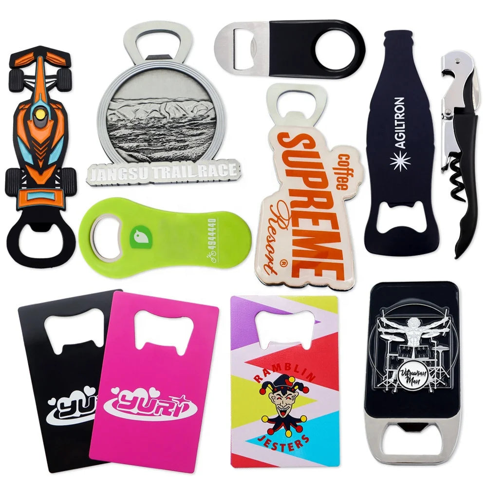 Custom Wholesale Personalized Creative Customized Bulk Metal Magnetic Sublimation Engraved Gift Beer Keychain Bottle Opener