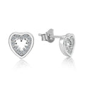 Trendy Women's 925 Sterling Silver AAA Cubic Zirconia White Love Heart Earrings Gold Plated for Weddings and Anniversaries
