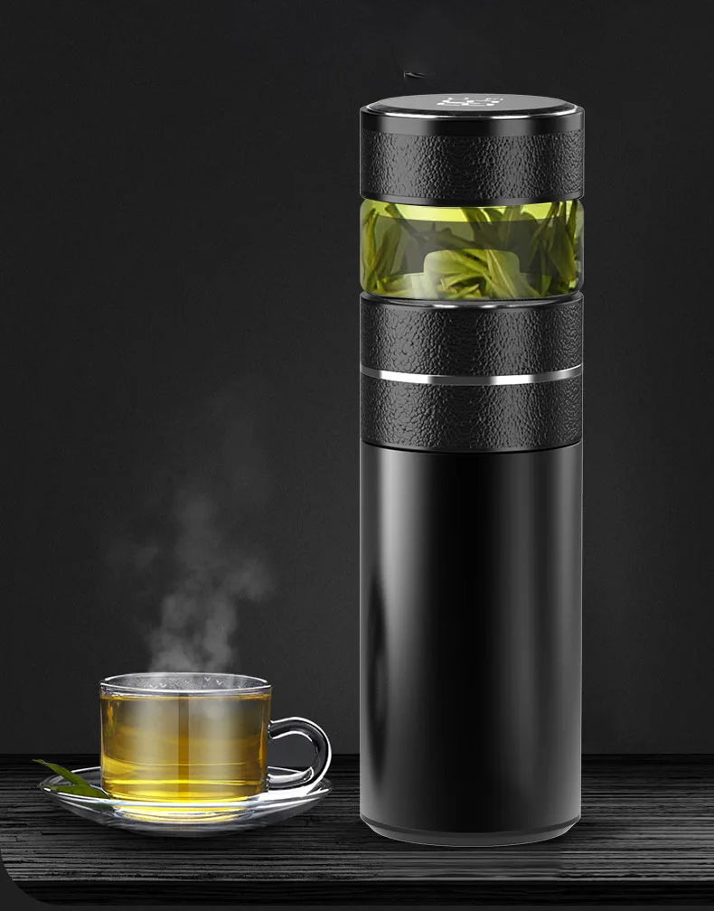 Smart Insulated Vacuum Water Bottle LED Display Tea Infuser 500ml Capacity 12-24hrs Thermal Insulation Stainless Steel Flask