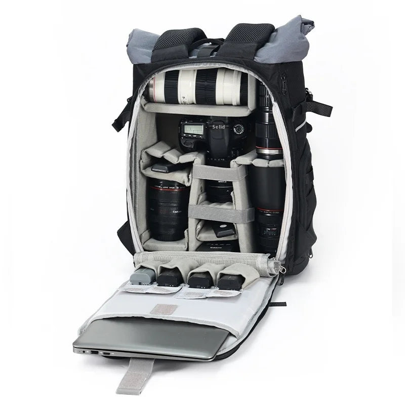 European American Style Large Capacity Outdoor Photography Waterproof Multi-Lens Gear DSLR Zipper Closure Oxford Polyester