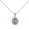Dylam Bling High End Women 925 Sterling Silver Rhodium Plated Sapphire Diamond Blue 5A Cubic Zirconia Pendant Jewelry Necklace