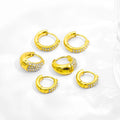 JUSNOVA Fashion Hoop Earring Set 3 Pairs Exquisite 18K Gold Plated Round Circle Hoop with Pearl Punk Style Jewelry for Women
