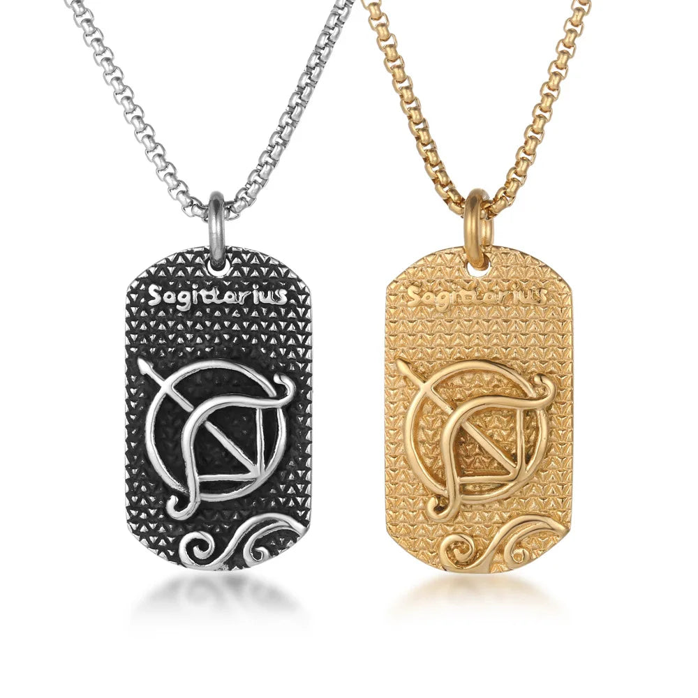 Hot Sale Ancient Greek Horoscope Roman Sagittarius Zodiac Pendant Stainless Steel Amulet Necklace for Men Women Jewelry