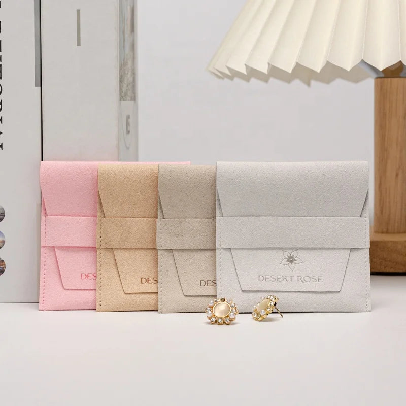 Hot Sale Embossing  Microfiber Envelope Bag for Watch Small Luxury Bag for Necklace Storage Bag Jewelry Microfiber Pouch