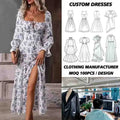 New Chic Design Long Sleeve Elegant Flower Casual Women Dresses Outfit Boho Dress