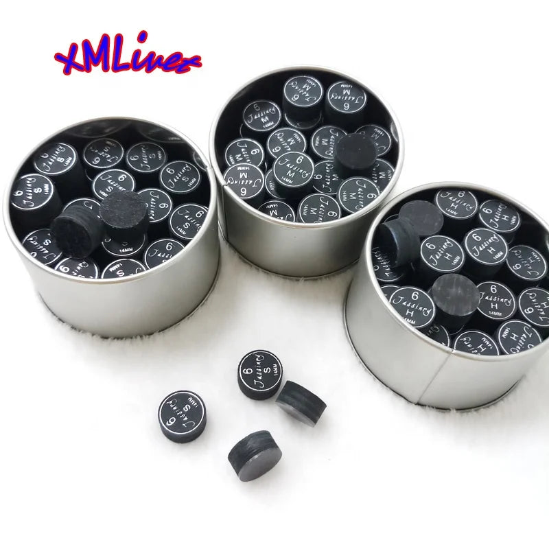 Xmlivet 14mm Black Jassinry Billiards Pool Cue Tips 6layers Pigskin+transparent Cushion in S/M/H Billiard Accessories Wholesale