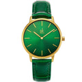 Shengke Women's Watches Fashion Green Dial Ladies Watch Luxury Ultra Thin Female Quartz Wristwatch Green Leather Relojes K0134