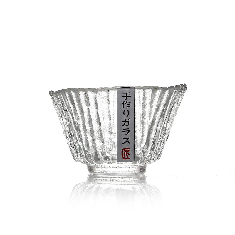 Custom Japanese Style Gold Rim Glass Sake Cup Cloud Frosted with Retro Hammer Eye Strong Grain for Traditional Dining Experience