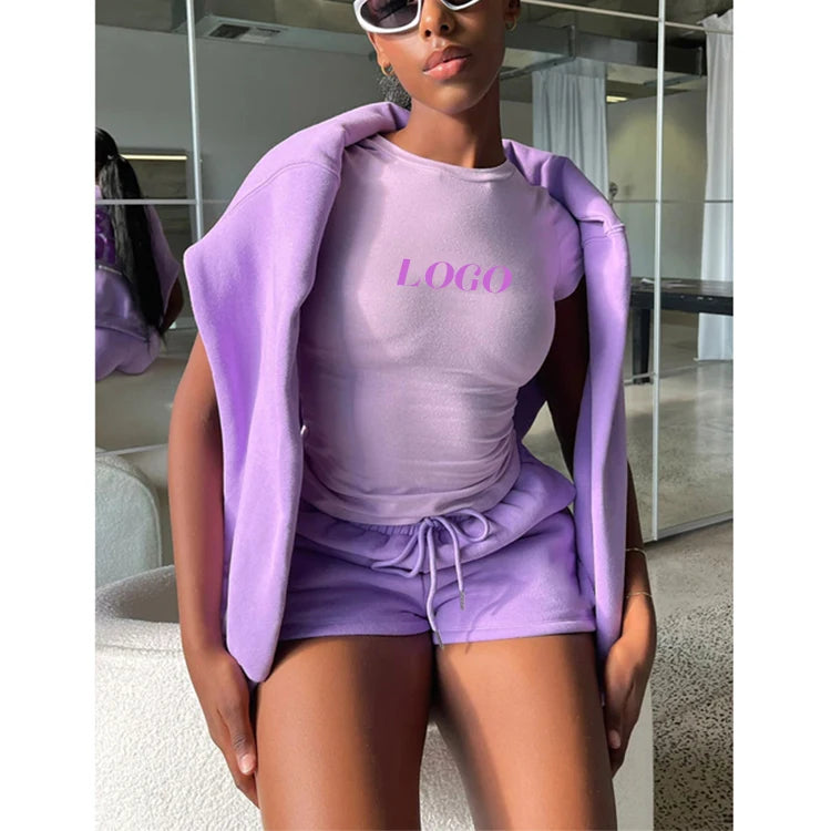 Women's Summer Clothing Wholesale Biker Shorts Suit Set Women Sportswear Custom 2 Piece Crop tank Top and Shorts Set