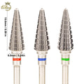 Acrylic Gel Remove Left Right Hand Professional Safety 6.0mm Large Cone Taper Tungsten Carbide Efile Drill Bits for Nails Salon