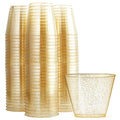 9 oz Heavy Duty Clear Gold Sparkling Glitter Plastic Elegant Fancy Cup for Wedding Party Tumblers Cups with Shiny Dots