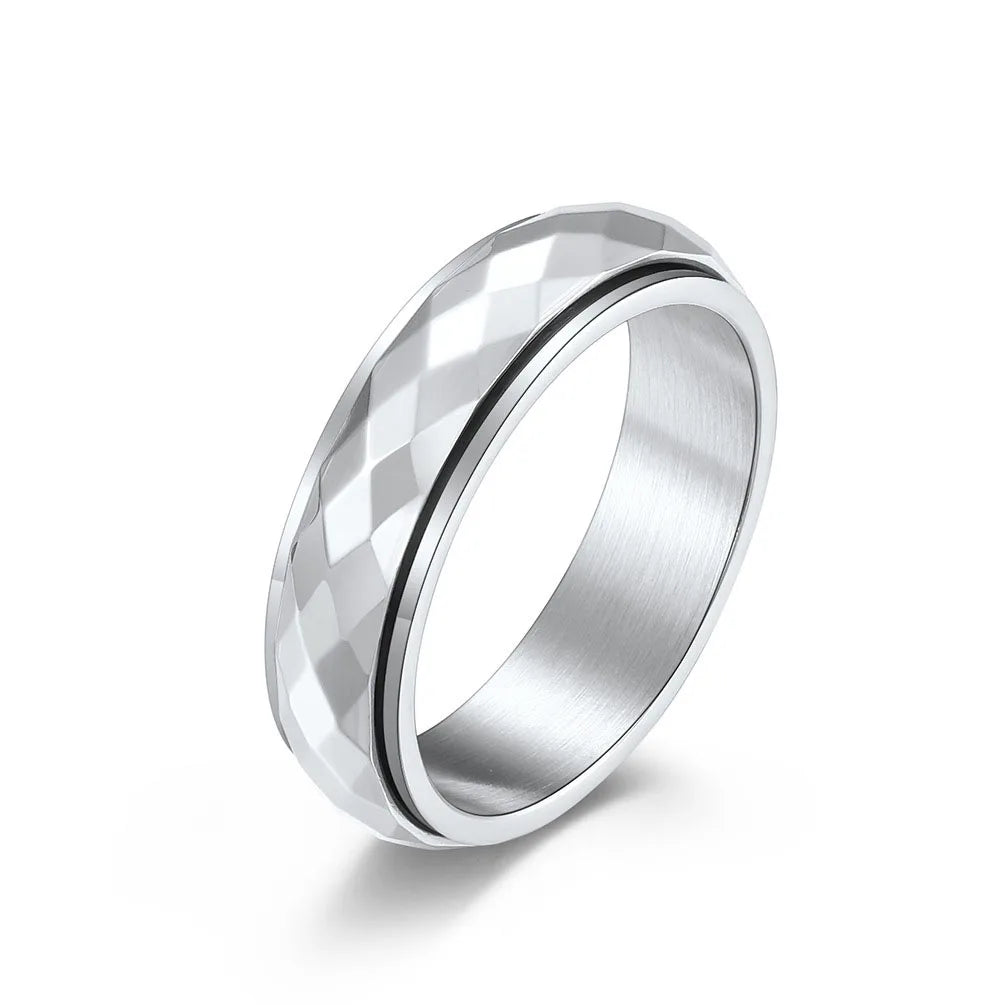 Zhongzhe Jewelry Diamond Shaped Stainless Steel Rotatable Ring Relief Stress Anxiety Ring