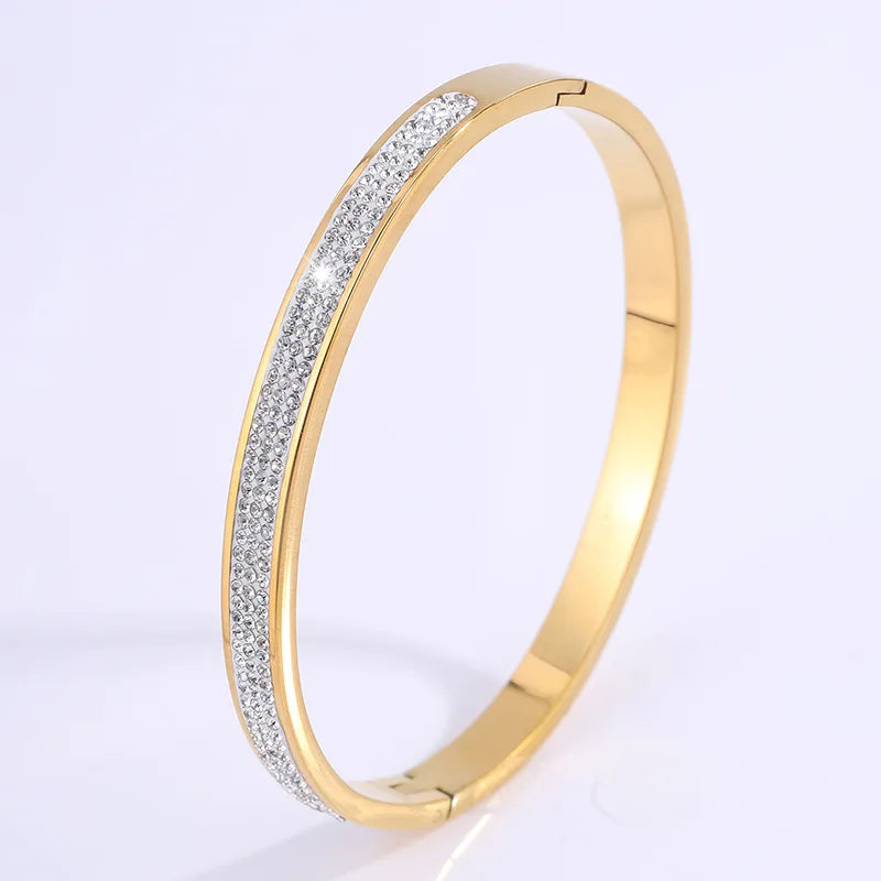 Wholesale 18k Gold Stainless Steel Zircon Fashion Exquisite Star As Gift Buckle Bracelet Bangles Gor Women
