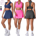 Women's New Fashion Running Sports Fitness Suit Outdoor Tennis and Yoga Set With Polo Shirt and Skirt for Sports and Exercise