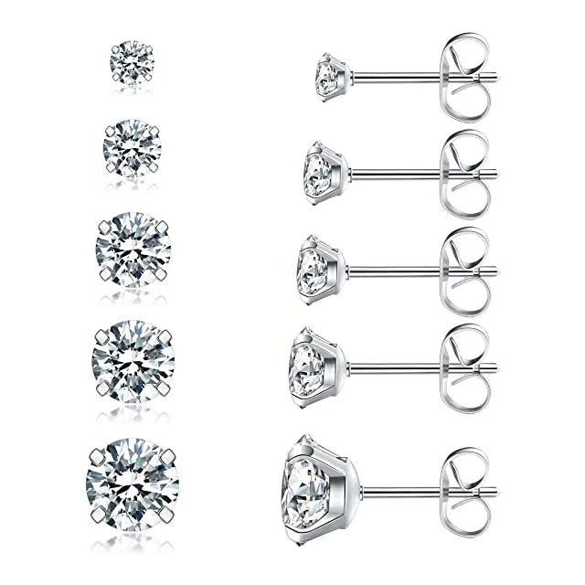Fashion Hypoallergenic Transparent Crystal Stainless Steel Earring Set for Women