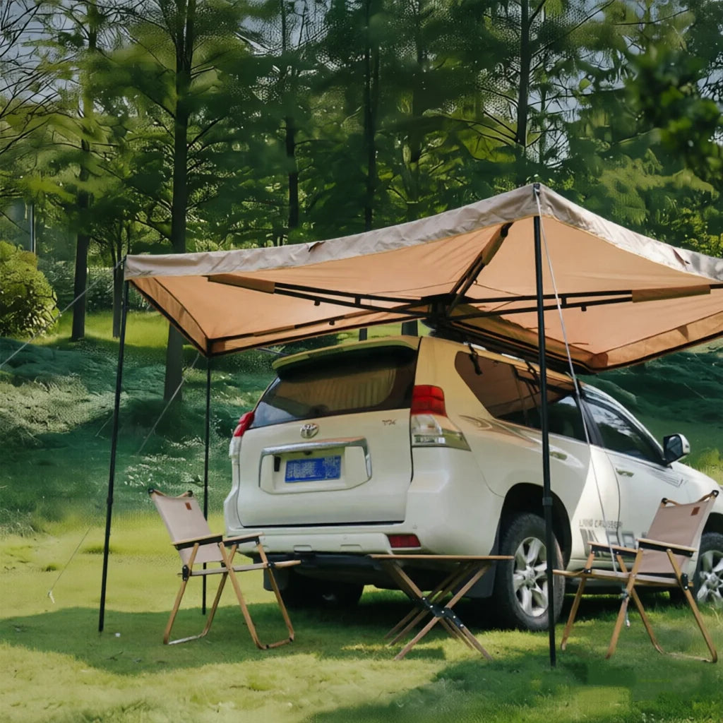 Outdoor Camping Car Shelter 270 Degree Foxwing Awning Retractable Car Roof Side Awning Canvas Four-Season Waterproof