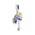 Easter 925 Sterling Silver Lucky Eggs Pink Heart Colorful Charm Pendant Original Bracelet Women Jewelry Making SCC1753