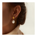 ERESI Ins Design PVD 18k Gold Plated Stainless Steel Drop Earrings Designer Natural Freshwater Pearl Pendant Earrings Women