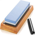 Premium 2-Side Whetstone Knife Sharpener 1000 & 6000 Grit Waterstone with Non-Slip Bamboo Base Corundum & Steel Material