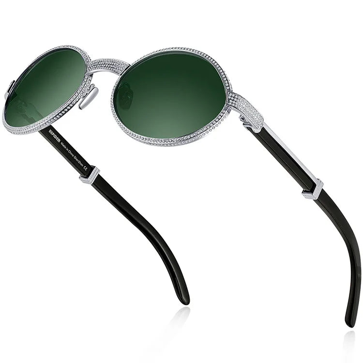 YTSBL1925211T Wholesale Custom S925 Silver Moissanite Horn Oval Sunglasses Sun Glasses Sunglasses Brand 2022