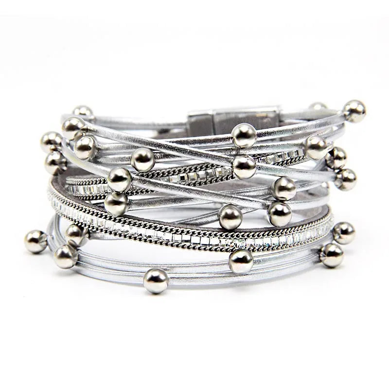 Minimalist Variety Charm Vintage Jewelry For Women Beads Boho Leather Bracelet