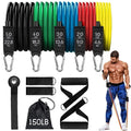 Custom Printed 11 in 1 Home Fitness Accessory Set 150 LBS Latex Exercise Bands 11 Strips Resistance Band Workout