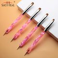 Yalixin Pink or Blue Acrylic Handle Printable Logo Nylon Hair Nail Cleaning Brush Nail Art French Brush #10-#16