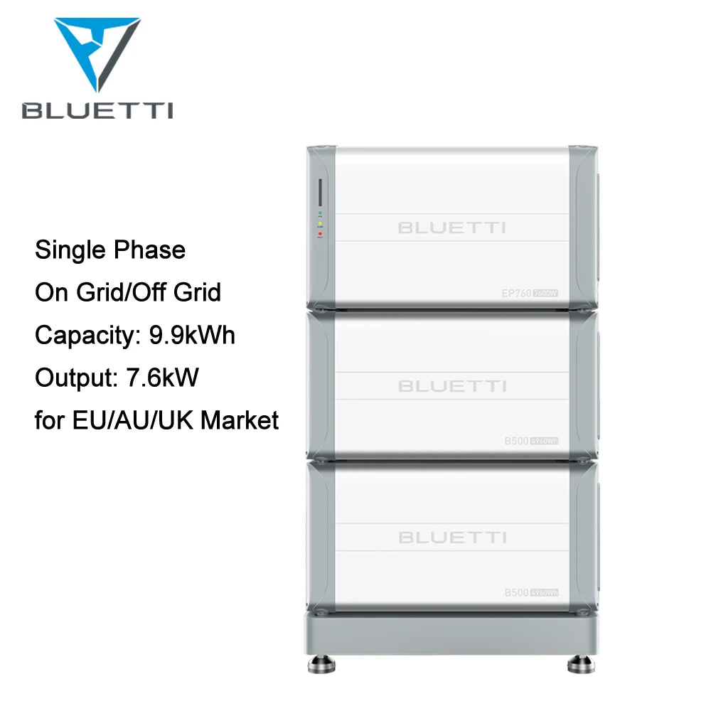BLUETTI Solar Panel Power System Split Phase 230V 10KW 7.6kw Off Grid Expandable Battery System Home Energy Storage for Europe