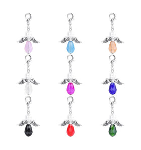 Natual Waterdrop Stone Pendant Alloy Angel Wing Charm for DIY Necklace Bracelet Jewelry Making