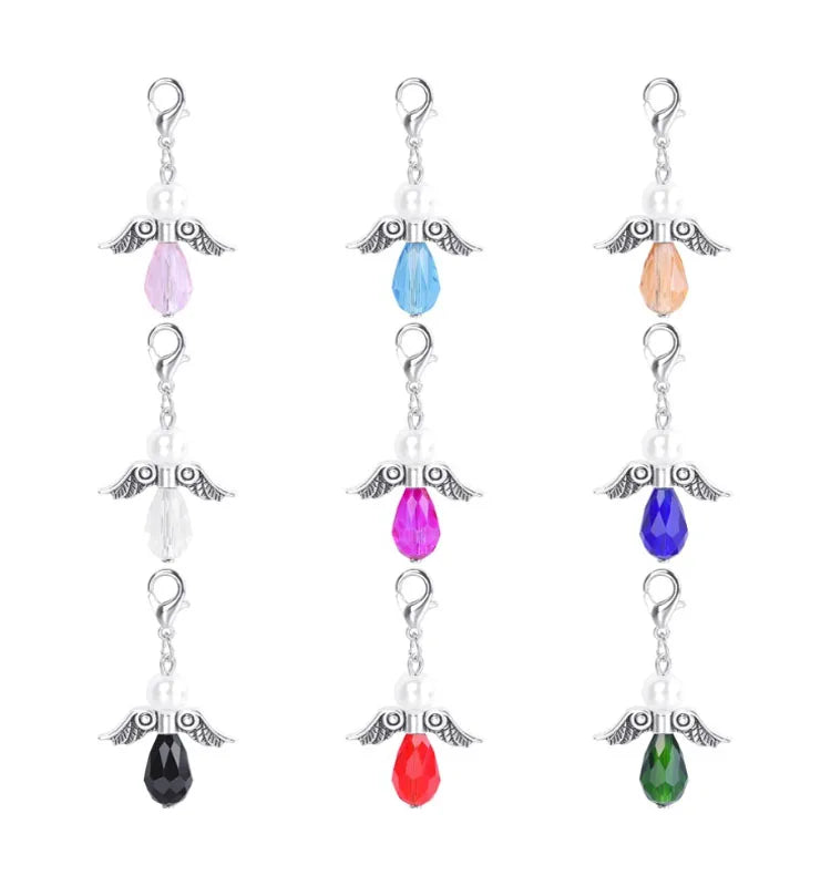 Natual Waterdrop Stone Pendant Alloy Angel Wing Charm for DIY Necklace Bracelet Jewelry Making