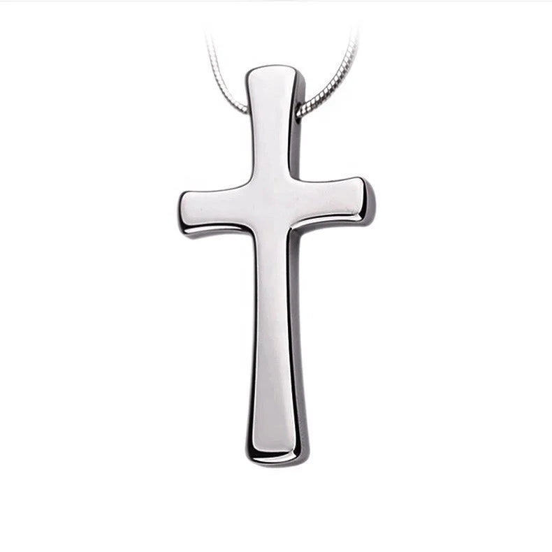 POYA Wholesale Mens Tungsten Cross Pendant Plain Thick Solid Simple High Polished Best Gift for Men