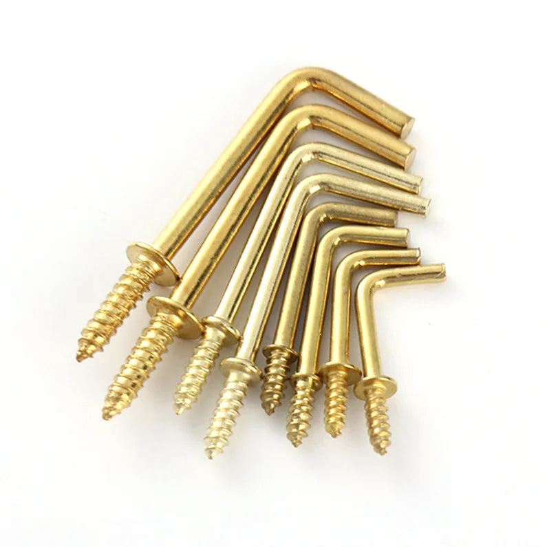 SDPSI DCTSelf Tapping Golden Color L Shape Decorative Hooks Eye Hook Screw
