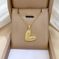 Collar De Acero Inoxidable 18K Gold Plated Stainless Steel Zircon Heart Pendant Necklace for Women Non Fade Jewelry