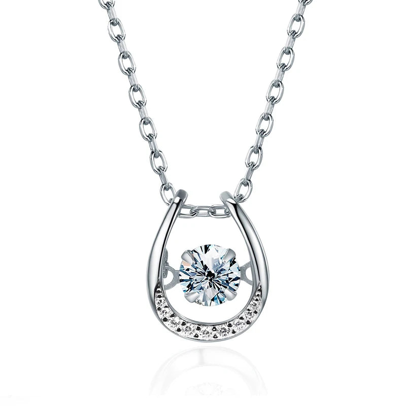 Cheap Price Color Moissanite Diamond Horseshoe Pendant for Women 925 Sterling Silver Chain Necklace for Women Party Fine Jewelry